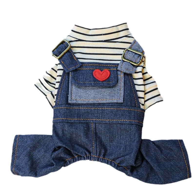 KFX-5303485 Retro Denim Suspender Pants for Small and Medium-sized Dogs