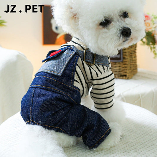 KFX-5303485 Retro Denim Suspender Pants for Small and Medium-sized Dogs