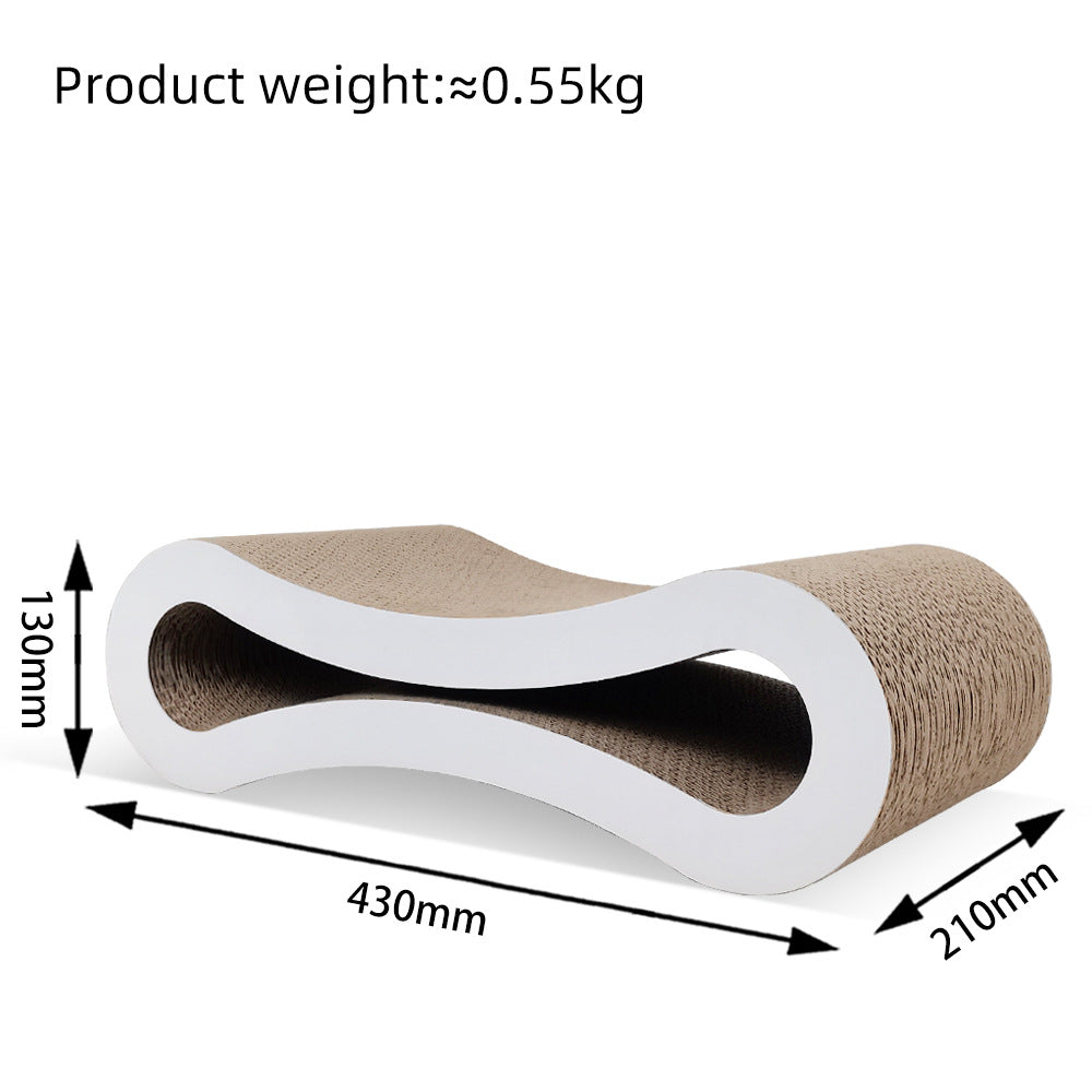 KFX-5303869 Large Eight-Shaped Cat Toy Made of Corrugated Paper in White and Black