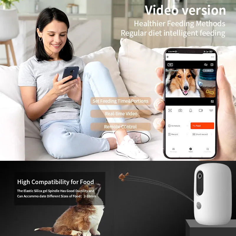 KFX-5307453 Automatic Pet Feeder with Timer for Dogs and Cats - White Color
