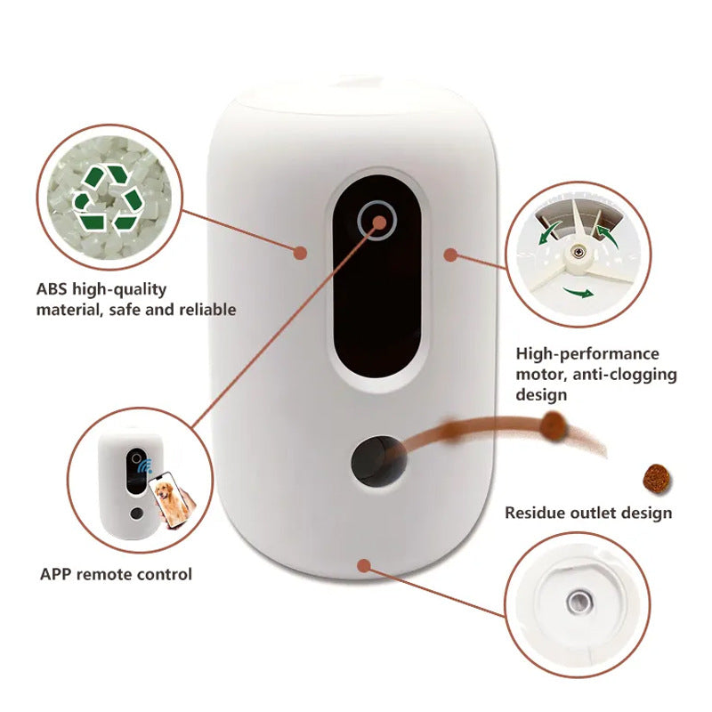 KFX-5307453 Automatic Pet Feeder with Timer for Dogs and Cats - White Color