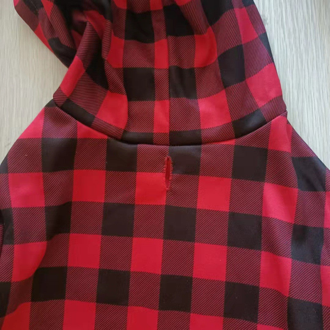 KFX-5308733 Thickened Black and Red Plaid Dog Sweatshirt for Cold Weather, S-XXL Sizes