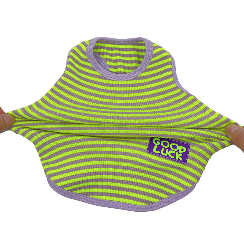 KFX-5309245 Cool Breathable Stripe Vest for Small Dogs and Cats in Fluorescent Green and Pink, Casual Cotton Pet Clothing
