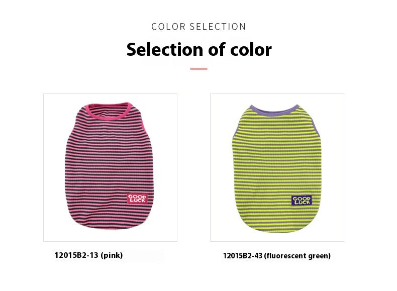KFX-5309245 Cool Breathable Stripe Vest for Small Dogs and Cats in Fluorescent Green and Pink, Casual Cotton Pet Clothing