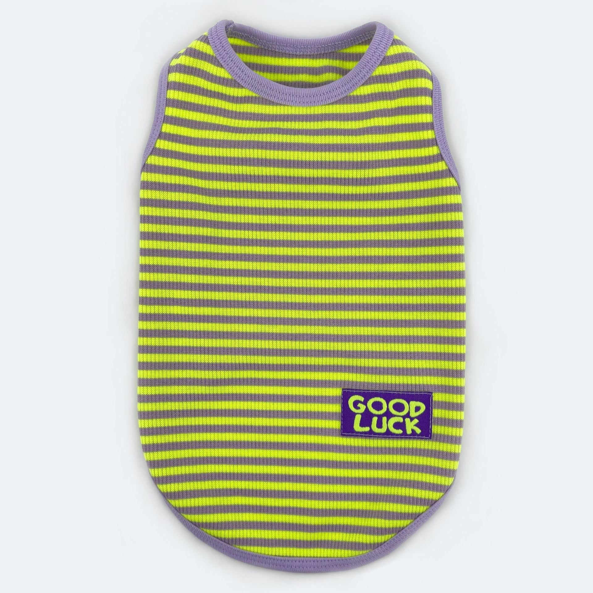 KFX-5309245 Cool Breathable Stripe Vest for Small Dogs and Cats in Fluorescent Green and Pink, Casual Cotton Pet Clothing