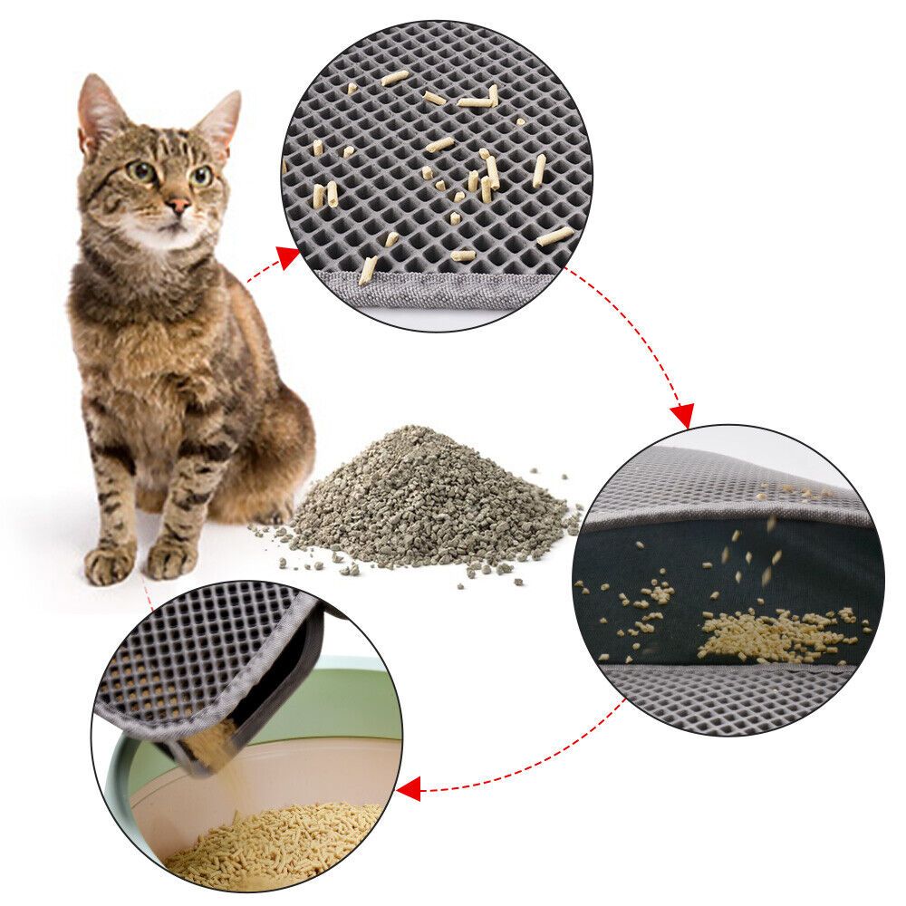 KFX-5310909 Waterproof Double Layer Cat Litter Mat with Honeycomb Design, Non-Slip and Easy to Clean, Soft EVA Material