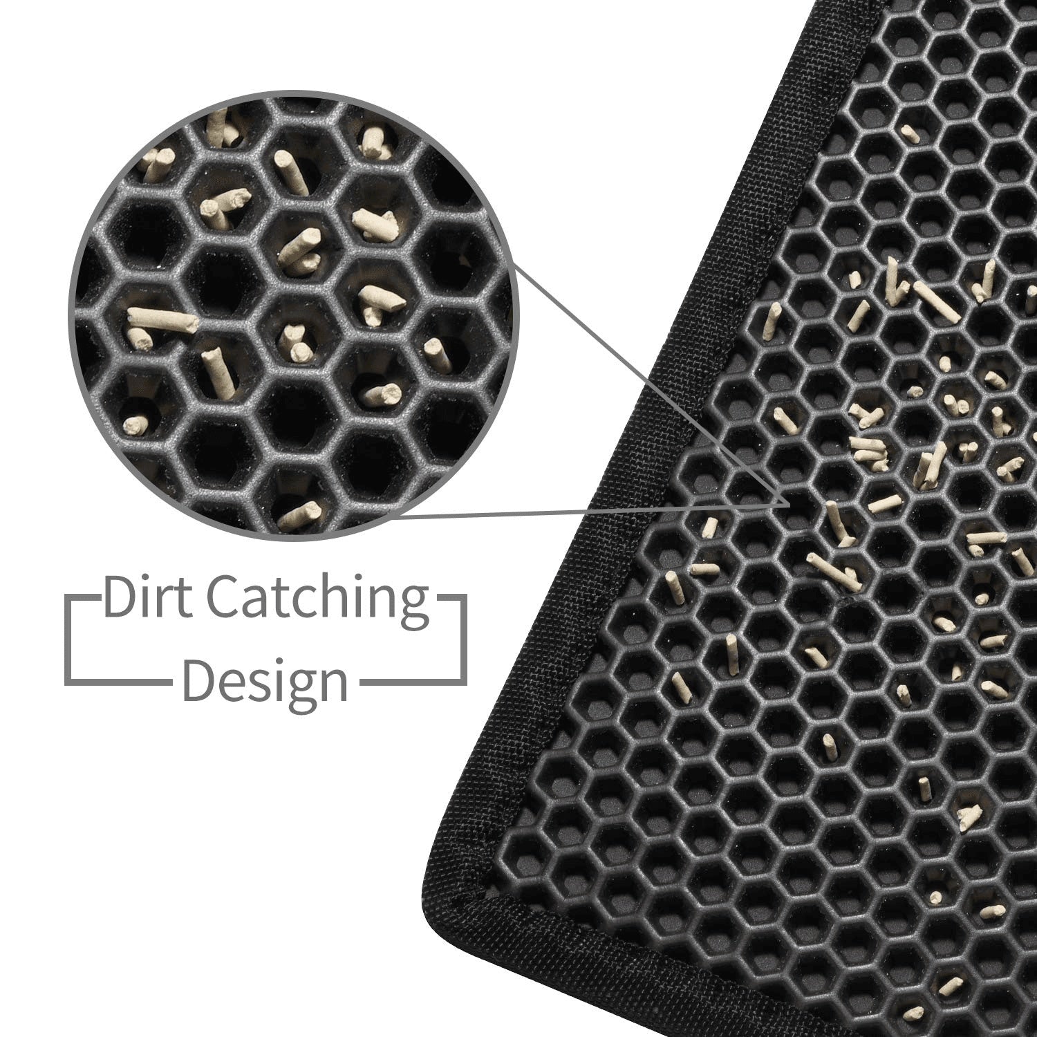 KFX-5310909 Waterproof Double Layer Cat Litter Mat with Honeycomb Design, Non-Slip and Easy to Clean, Soft EVA Material
