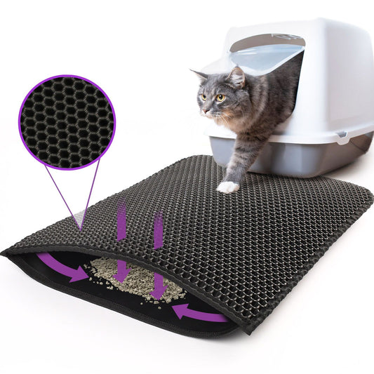 KFX-5310909 Waterproof Double Layer Cat Litter Mat with Honeycomb Design, Non-Slip and Easy to Clean, Soft EVA Material