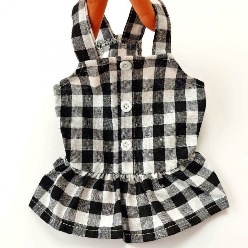 KFX-5311037 Stylish Black and Gray Plaid Dog Dress for Outdoor Walks