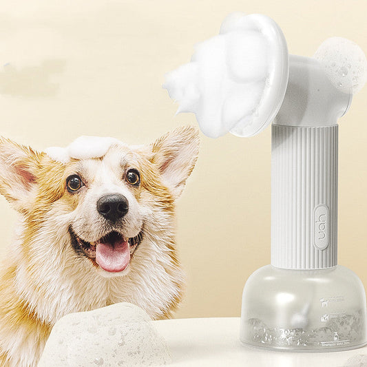 KFX-5311293 Pet Bubble Machine Shower Gel for Cats and Dogs, Stylish Design, Bubble Maker, White Color, 139×118×286mm