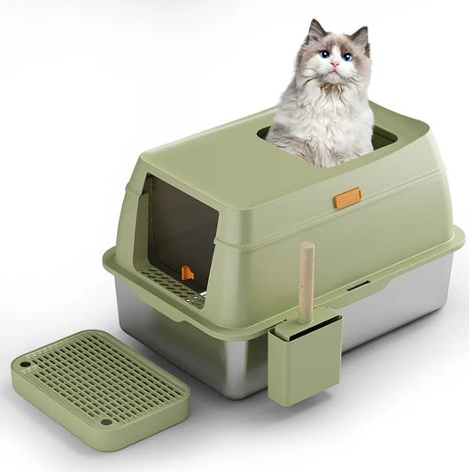 KFX-531283 Automatic Self-Cleaning Cat Litter Box with Smart App Control, Stainless Steel & Plastic Materials
