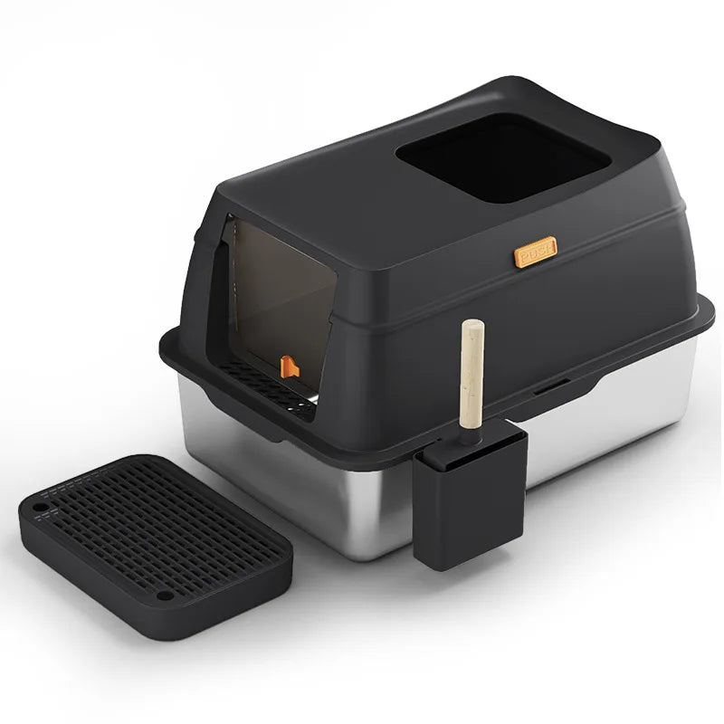 KFX-531283 Automatic Self-Cleaning Cat Litter Box with Smart App Control, Stainless Steel & Plastic Materials