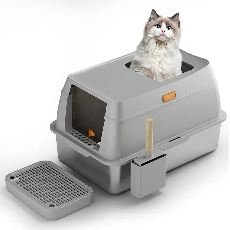 KFX-531283 Automatic Self-Cleaning Cat Litter Box with Smart App Control, Stainless Steel & Plastic Materials