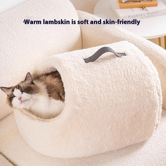 KFX-5313085 Cozy Removable and Washable Large Lambswool Cat Nest for Ultimate Comfort