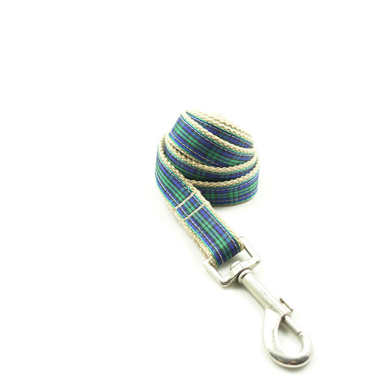 KFX-5313213 Green Checkered Polyester Dog Chain for Stylish Walks