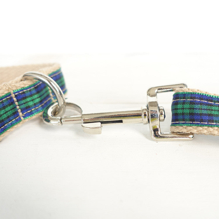 KFX-5313213 Green Checkered Polyester Dog Chain for Stylish Walks
