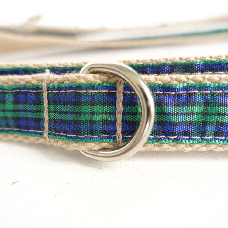 KFX-5313213 Green Checkered Polyester Dog Chain for Stylish Walks