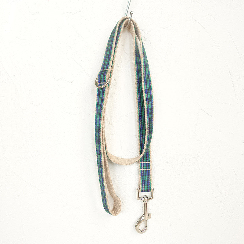 KFX-5313213 Green Checkered Polyester Dog Chain for Stylish Walks