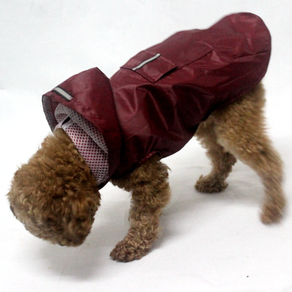 KFX-5313597 Waterproof Big Dog Raincoat with Reflective Stripes - All-in-One Design for Outdoor Protection