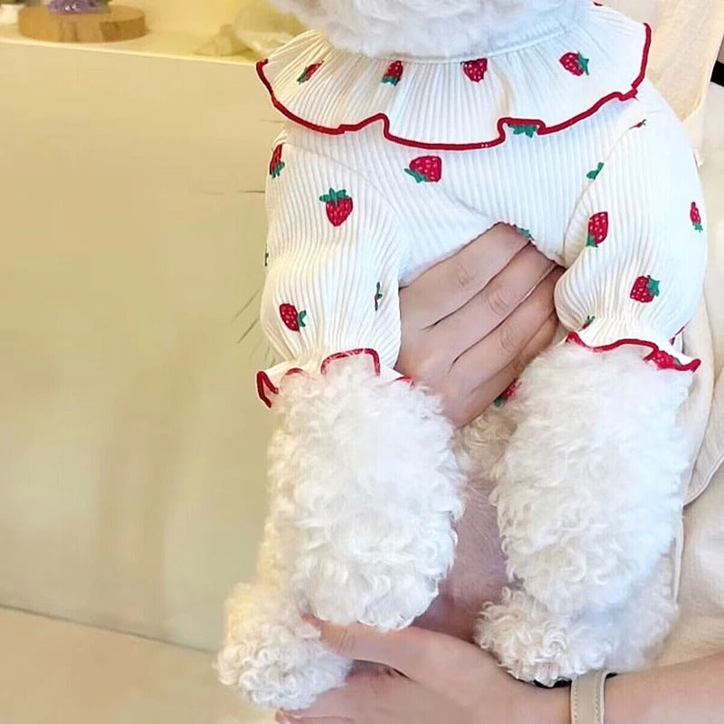 KFX-5313981 Lace Strawberry Print Lightweight Pet Clothing for Dogs and Cats
