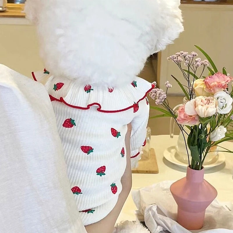KFX-5313981 Lace Strawberry Print Lightweight Pet Clothing for Dogs and Cats
