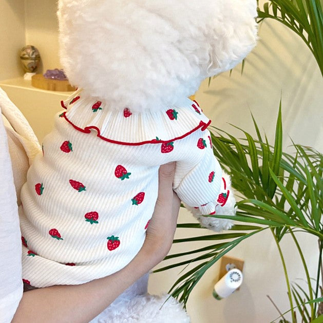 KFX-5313981 Lace Strawberry Print Lightweight Pet Clothing for Dogs and Cats