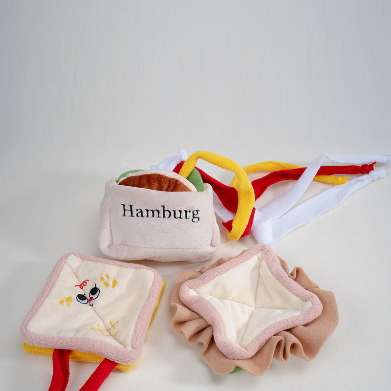 KFX-5314237 Plush Hamburger Sandwich Toy for Pets with Ringing Paper