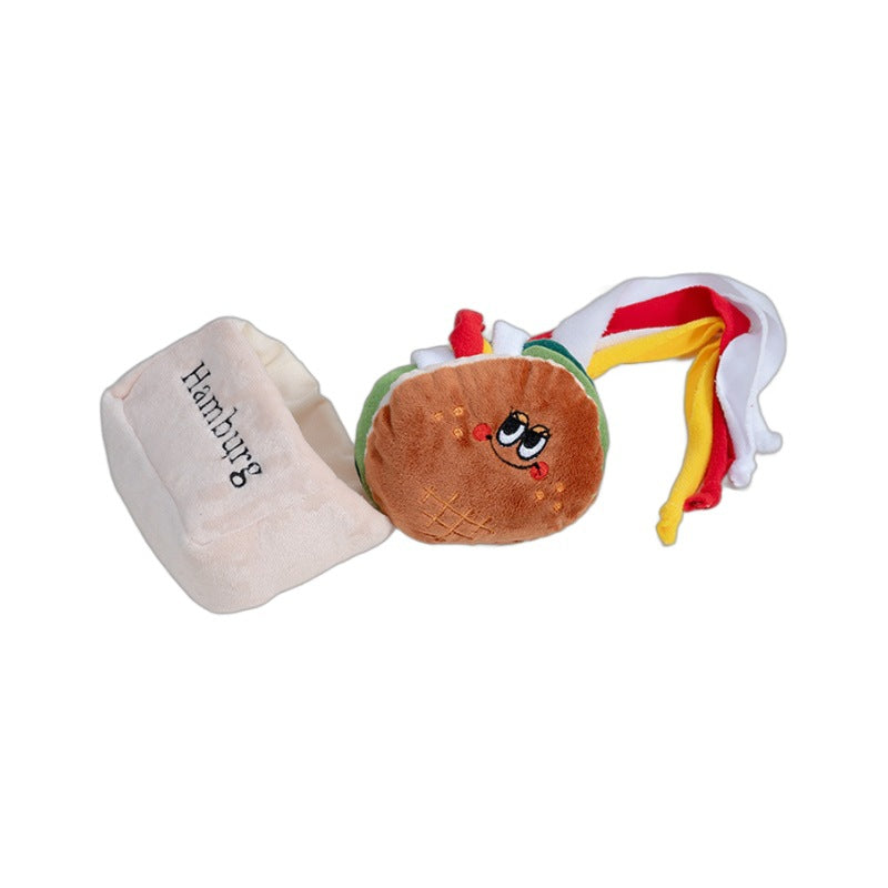 KFX-5314237 Plush Hamburger Sandwich Toy for Pets with Ringing Paper