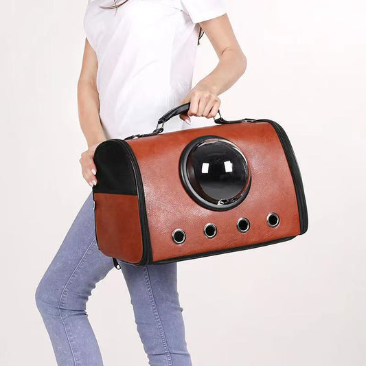 KFX-5315645 Transparent PU Rainproof Portable Pet Backpack for Cats and Small Dogs