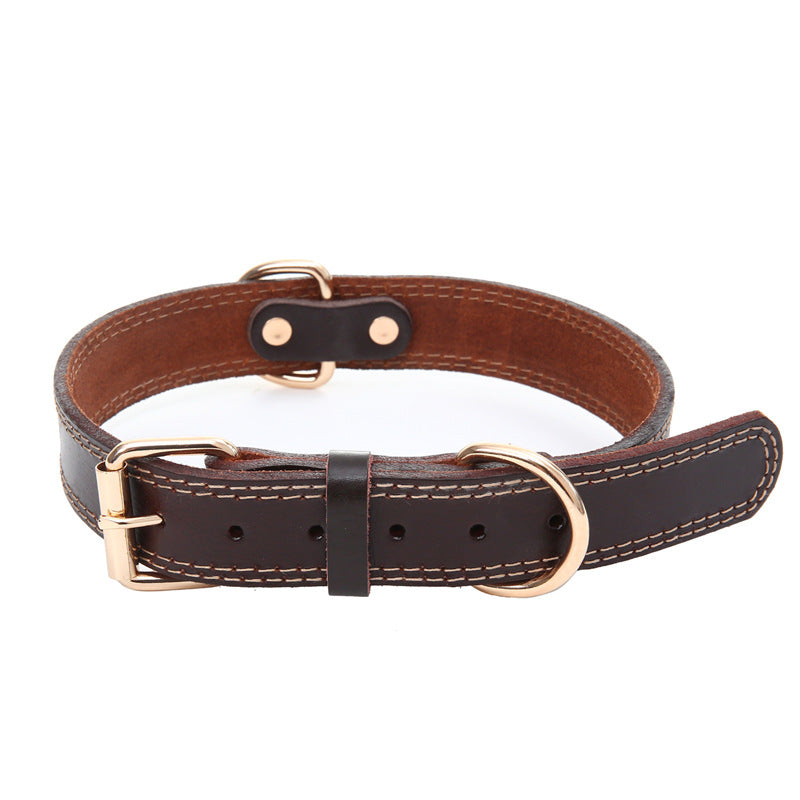 KFX-5317181 Genuine Cowhide Leather Dog Collar in Brown - Available in XS, S, M, L Sizes