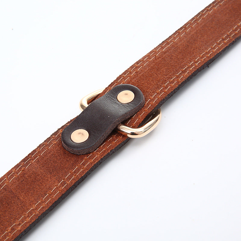 KFX-5317181 Genuine Cowhide Leather Dog Collar in Brown - Available in XS, S, M, L Sizes
