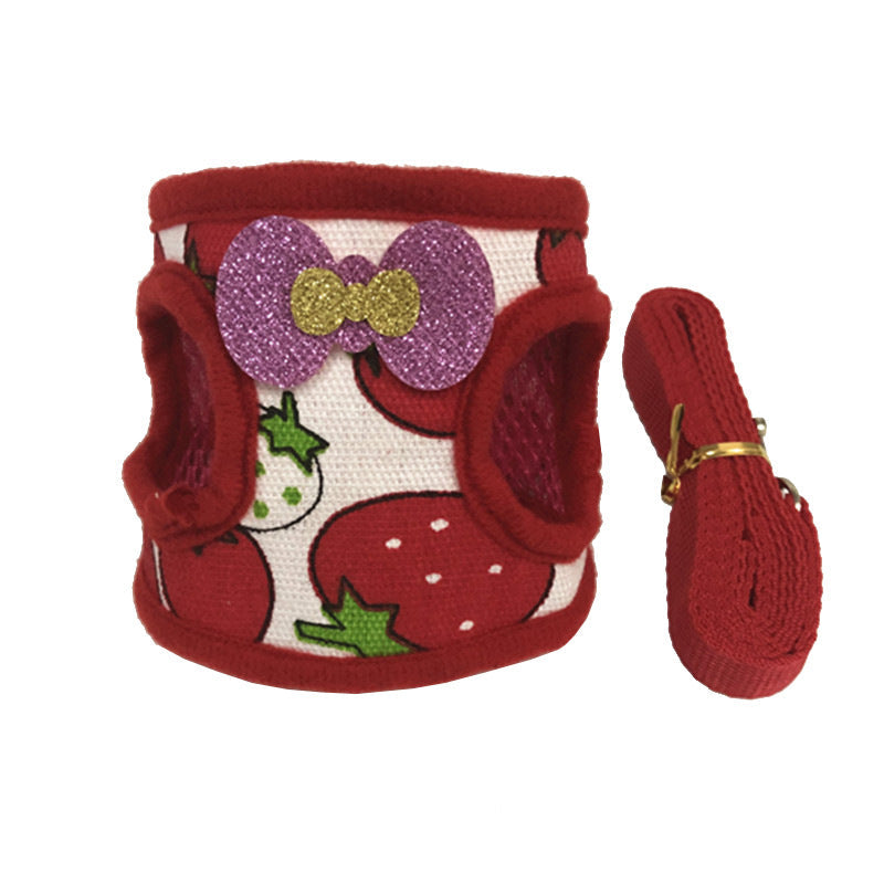 KFX-5318461 Rabbit and Guinea Pig Vest Harness with Traction Rope - Cotton Blend in Red, Pink, Blue, Sizes S, M, L
