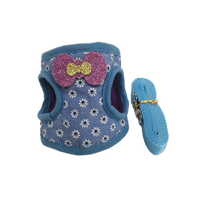 KFX-5318461 Rabbit and Guinea Pig Vest Harness with Traction Rope - Cotton Blend in Red, Pink, Blue, Sizes S, M, L