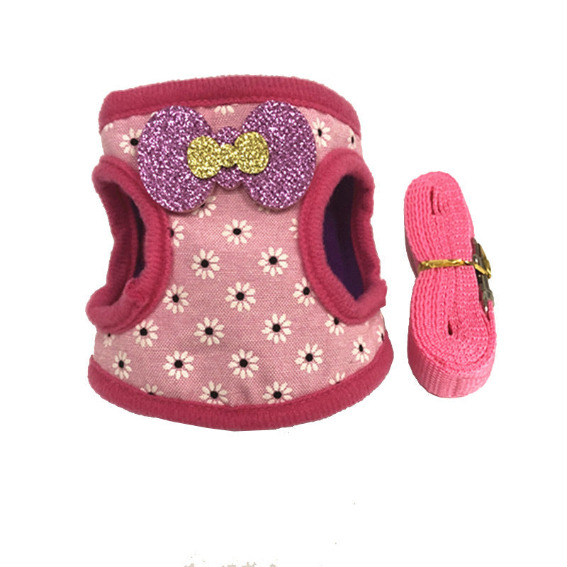 KFX-5318461 Rabbit and Guinea Pig Vest Harness with Traction Rope - Cotton Blend in Red, Pink, Blue, Sizes S, M, L