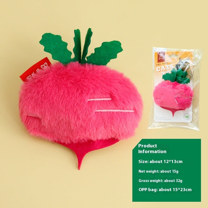 KFX-5318845 Plush Radish and Cucumber Cat Toys - Bite-Resistant Vegetable Simulation