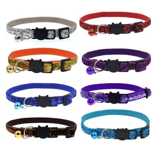 KFX-5321149 Adjustable Colorful Fish Scale Cat Collar with Bell – Soft Nylon Material