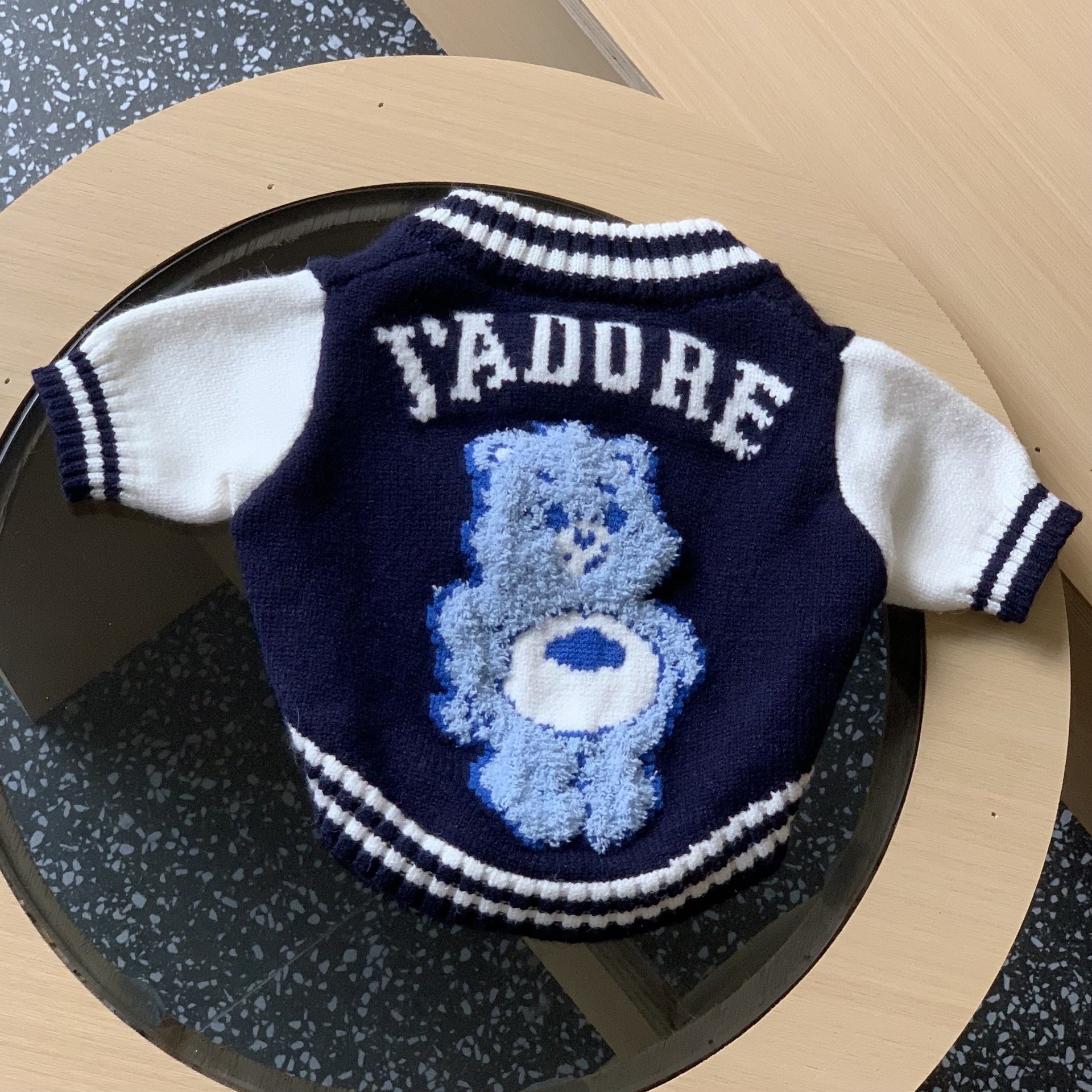 KFX-5322941 Cozy Dark Blue Woolen Pet Sweater for Cats and Dogs - Available in Multiple Sizes