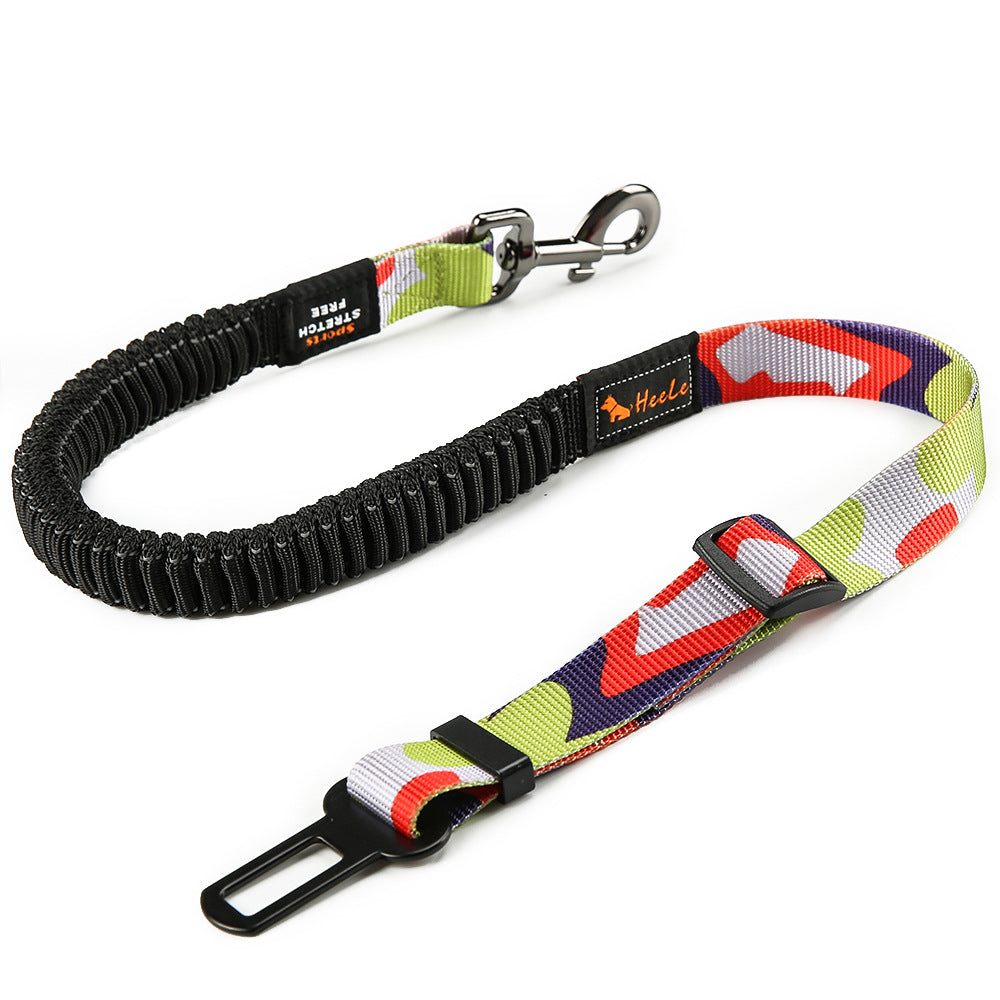 KFX-5324733 Elastic Stretch Dog Seat Belt for Secure Car Travel - Adjustable Length 76CM to 148CM, Nylon Material