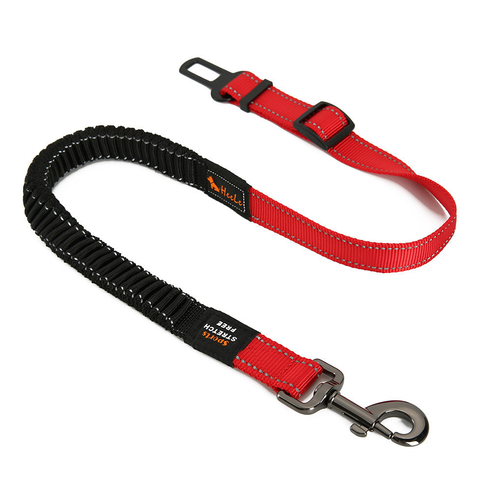 KFX-5324733 Elastic Stretch Dog Seat Belt for Secure Car Travel - Adjustable Length 76CM to 148CM, Nylon Material