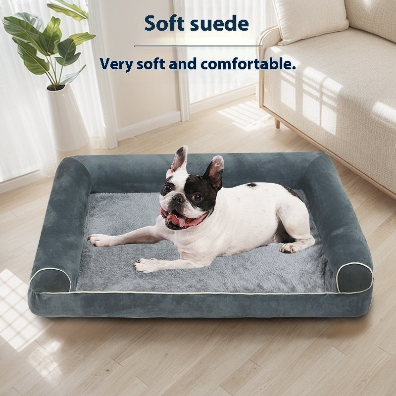 KFX-5324989 Breathable Square Pet Bed in Dark Gray, Light Gray, Khaki, Blue, and Beige, Multiple Sizes Available