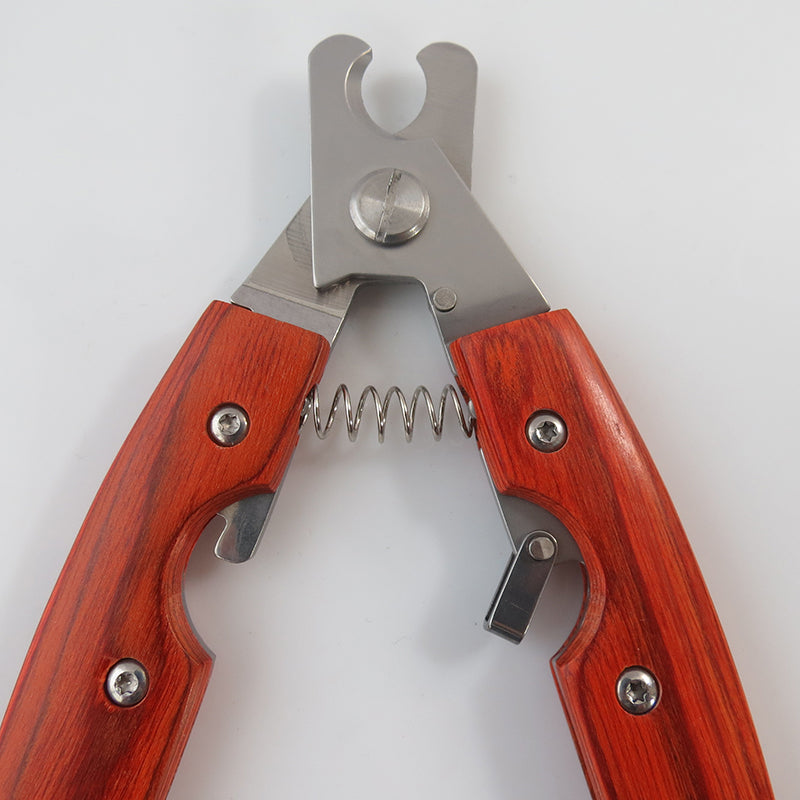 KFX-5326525 Stainless Steel Dog Nail Clippers with Wooden Handle for Large and Medium Dogs