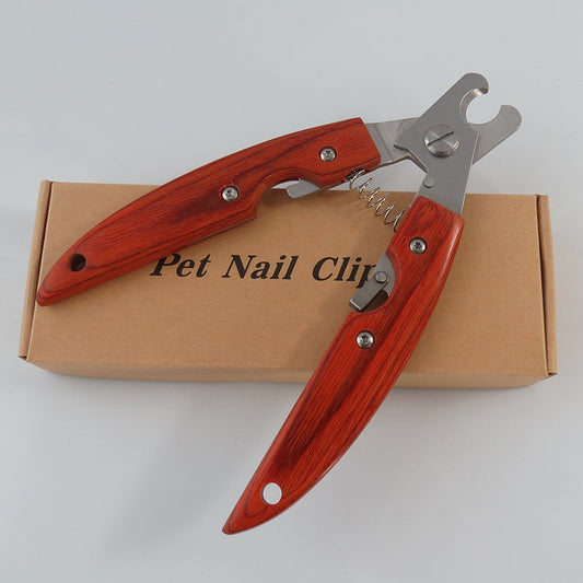 KFX-5326525 Stainless Steel Dog Nail Clippers with Wooden Handle for Large and Medium Dogs