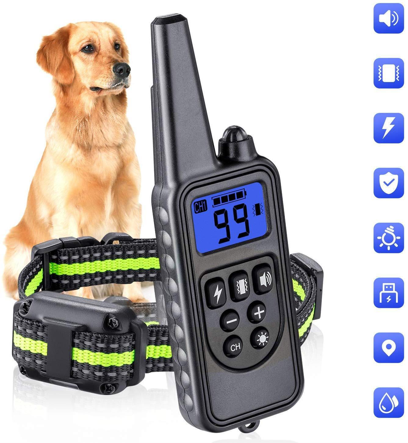 KFX-5332669 800M Waterproof Dog Trainer Collar with Adjustable Shock, Vibration, and Sound Features