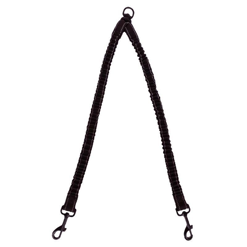 KFX-5333309 Double-Ended Adjustable Traction Rope for Two Pets - Black Nylon Chain
