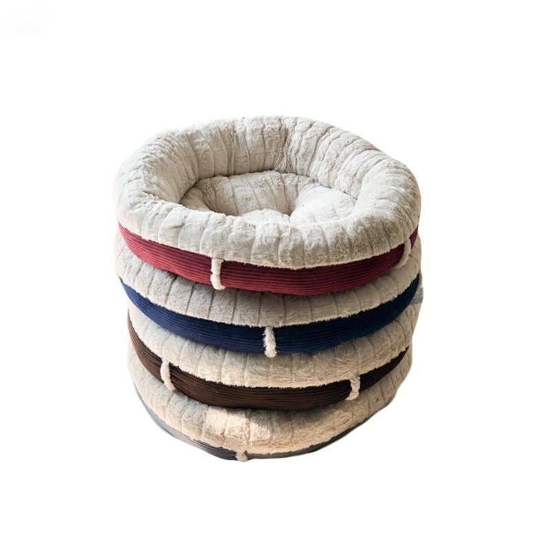 KFX-5334717 Cozy Plush Dog and Cat Mat for Autumn and Winter, Round Nest Design