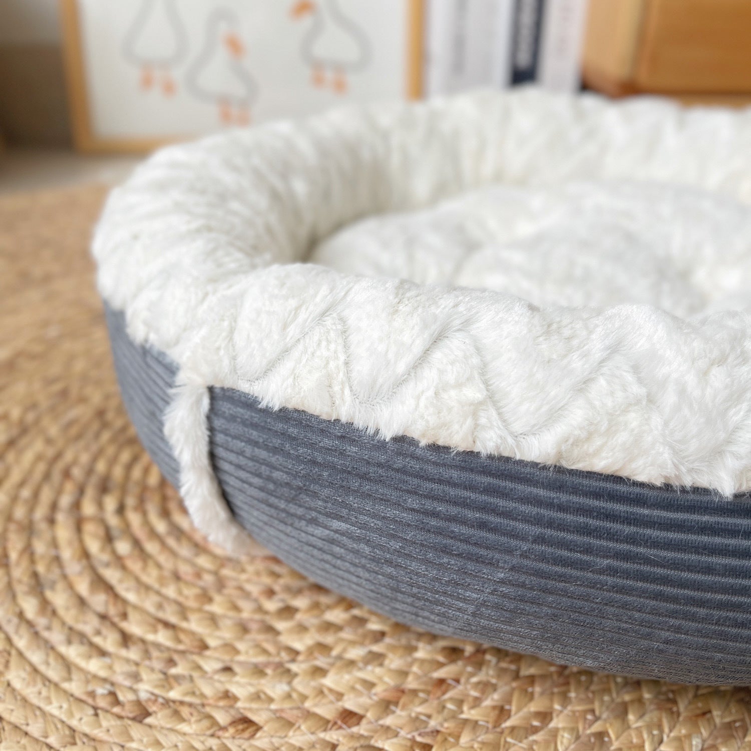 KFX-5334717 Cozy Plush Dog and Cat Mat for Autumn and Winter, Round Nest Design