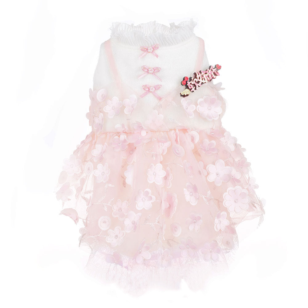 KFX-5334845 Cute Three-Dimensional Lace Dog Skirt for Small Pets - Stylish Polyester Fiber Dress