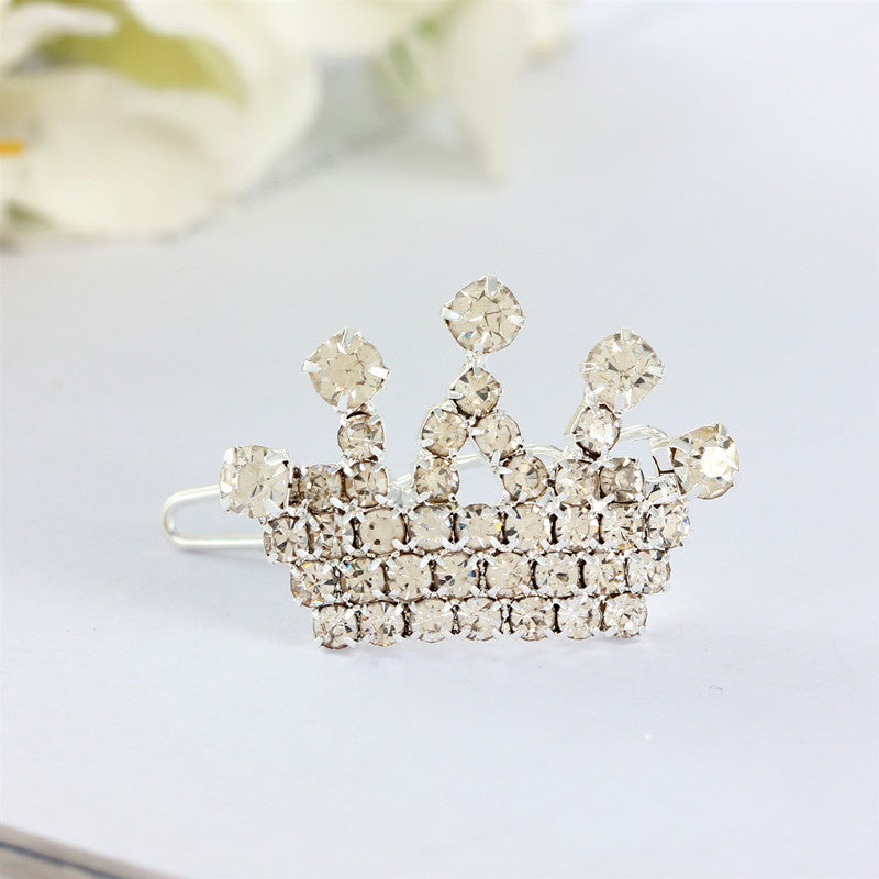 KFX-5335485 Rhinestone Crown Hairpin for Children - Copper Hair Accessory in White, Pink, and Blue