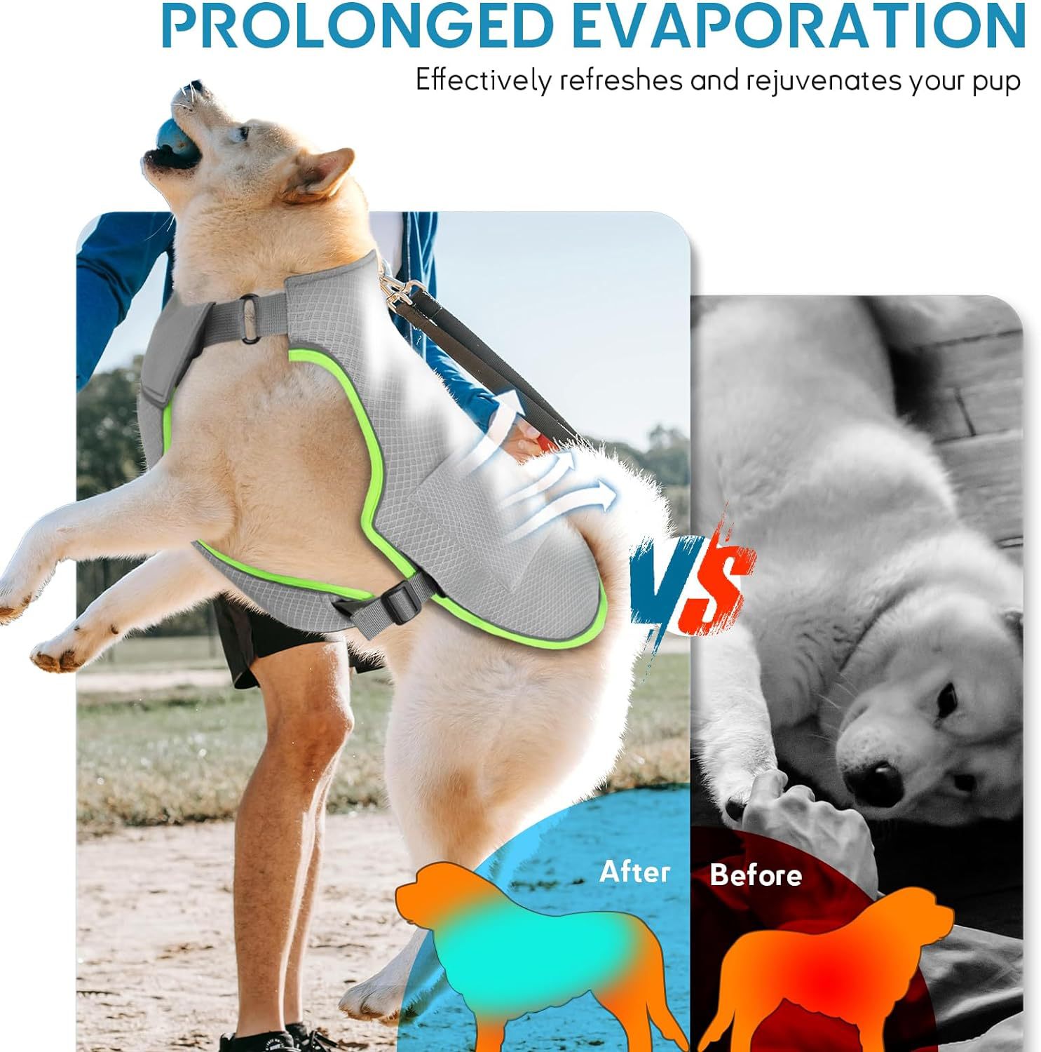 KFX-5336253 Adjustable Gray Cooling Vest with Ice Pack for Dogs - Summer Pet Apparel