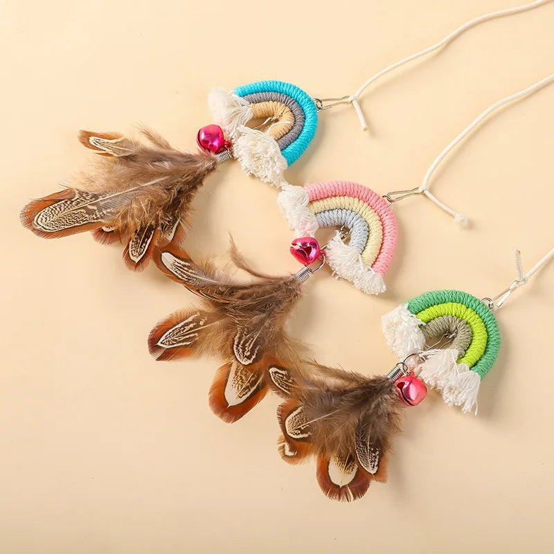 KFX-5337917 Interactive Feather Cat Rope Door Swing with Sticky Buckle Clamp for Engaging Play